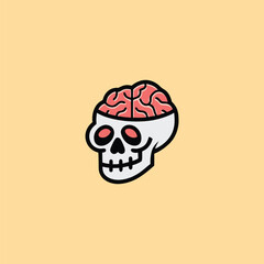 Funny Skull Brain Logo Design
