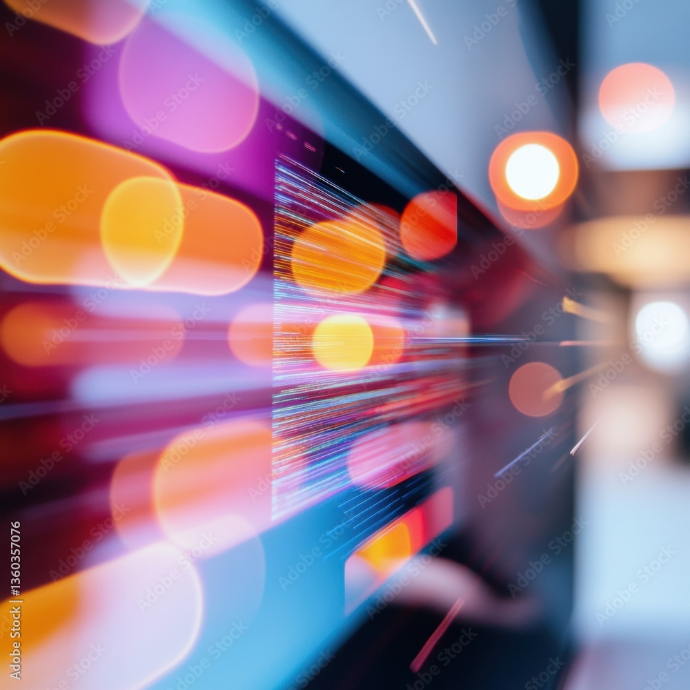 Fototapete Quantum Digital Flow Vibrant AI-Driven Visualization of High-Speed Data Transformation in Next-Generation Tech Ecosystem, Capturing Innovations Dynamic Momentum