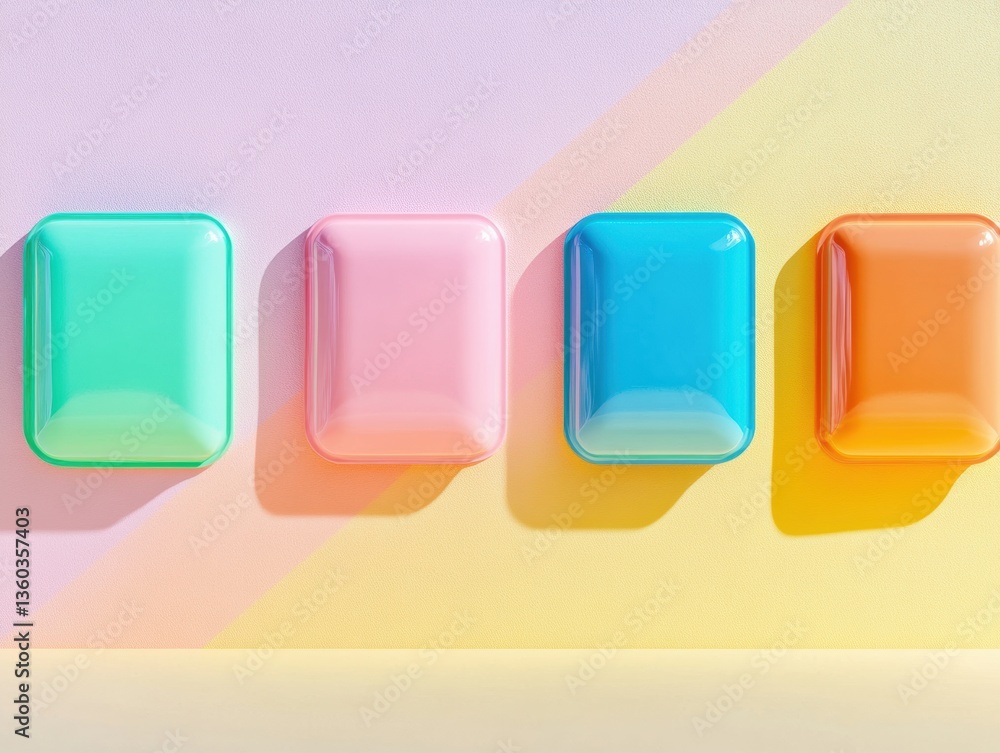 Poster soft gradient neomorphic cubes minimalist digital design trend showcasing pastel color psychology in