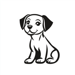 Fototapeta premium Adorable Puppy Vector Illustration Simple Minimalist Black and White Design
