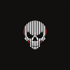 Unique Skull Emblem Logo. Crimson Skull Emblem Logo