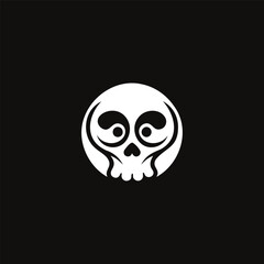 Skull Yin Yang Logo. Creative skull logo