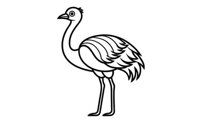 Ostrich emu bird silhouette, Emu silhouette vector, ostrich emu bird vector illustration