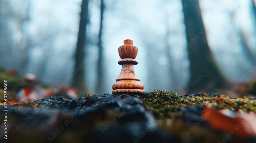 Poster immersive strategic visualization surreal forest chess metaphor for mindful decision-making in creat