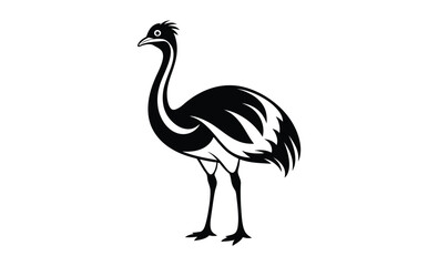Ostrich emu bird silhouette, Emu silhouette vector, ostrich emu bird vector illustration