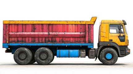 Rusty Dump Truck Side View.