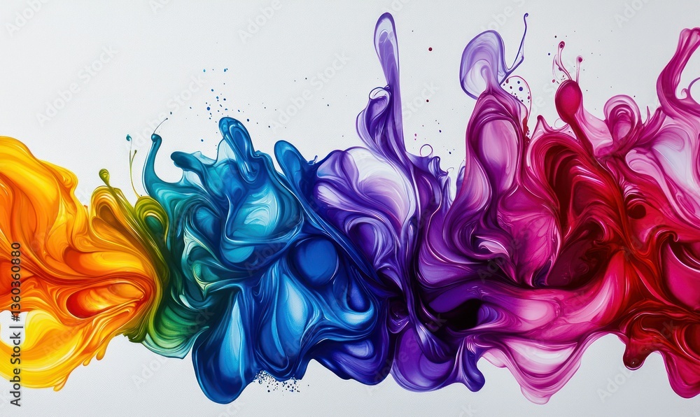 Poster A vibrant spectrum of rainbow colors swirl and blend, creating a dynamic abstract art piece.