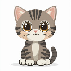 Fototapeta premium Adorable Cartoon Cat Cute Grey Tabby Kitten Illustration