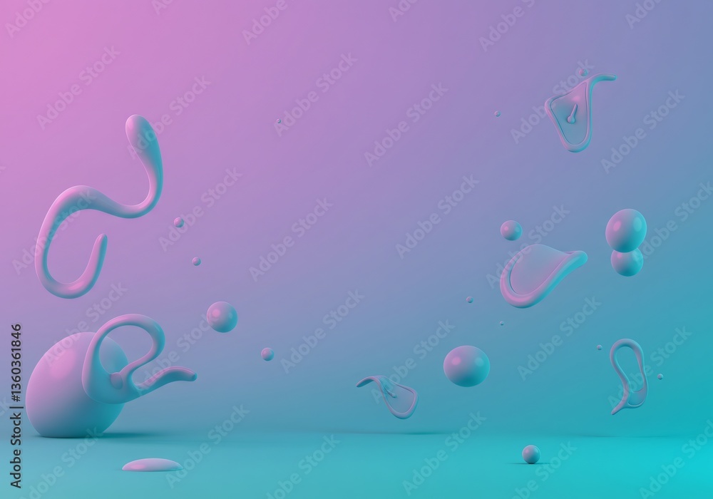 Poster abstract liquid splashes on gradient background