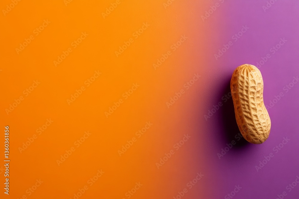 Aufkleber a single peanut is featured against a striking gradient background of orange and purple, highlightin