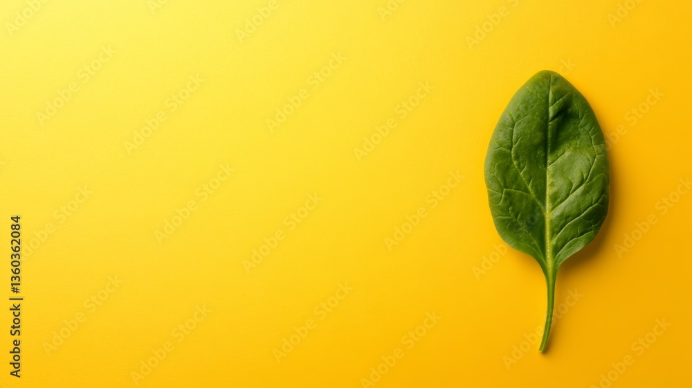 Aufkleber close-up of a fresh spinach leaf showcasing its rich green color and detailed texture against a soft