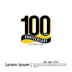 100th years anniversary celebration emblem. modern anniversary logo isolated with infinity circle ribbon on white background. vector illustration template design for web, flyers, poster, greeting card