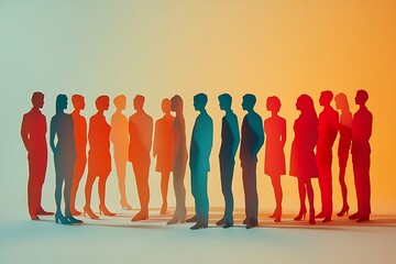 Abstract Paper People Silhouettes Meeting for Unity