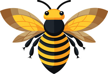 Obraz premium Cartoon Bee Illustration with Detailed Wings on Beige Background