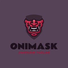 Oni Mask Simple Mascot Logo