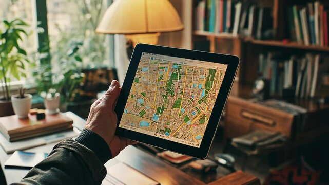 Navigating with a tablet, Exploring city maps on a digital screen