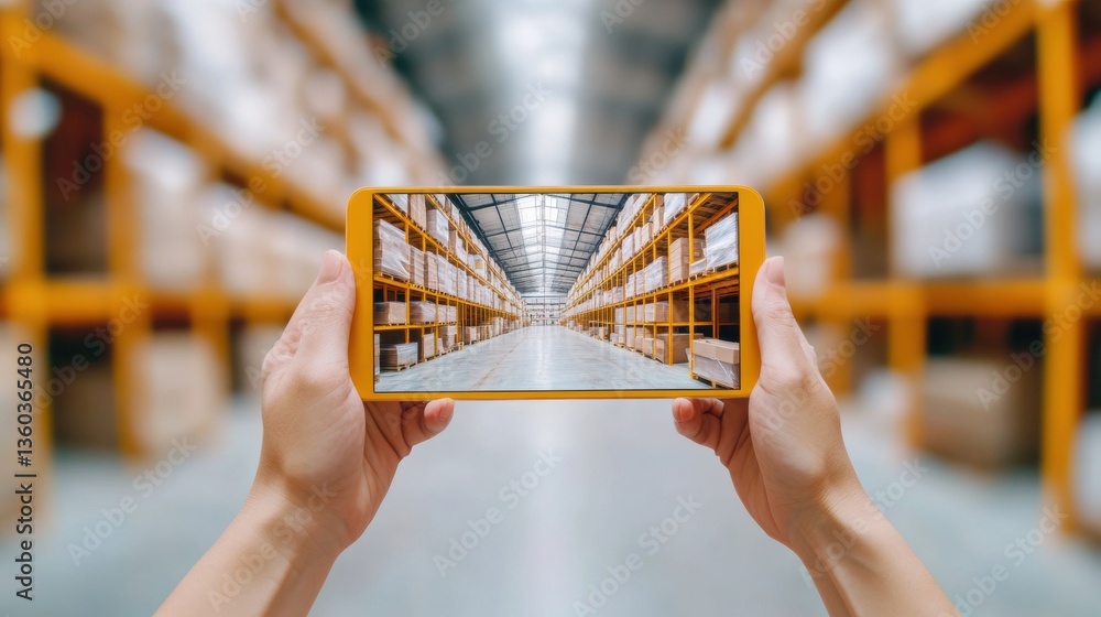 Leinwandbilder augmented reality logistics revolution smart warehouse visualization with mixed reality tablet inter