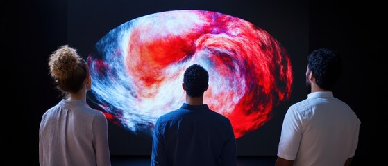 Immersive Digital Innovation Multiethnic Tech Team Exploring Cutting-Edge Interactive Data Visualization with Mixed Reality Augmented Experience