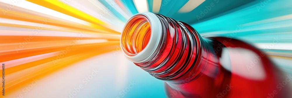 Poster Hyper-Dynamic Industrial Flow Next-Gen Beverage Manufacturing Visualization with Kinetic Color Burst - Innovative Automation and Process Optimization Imagery