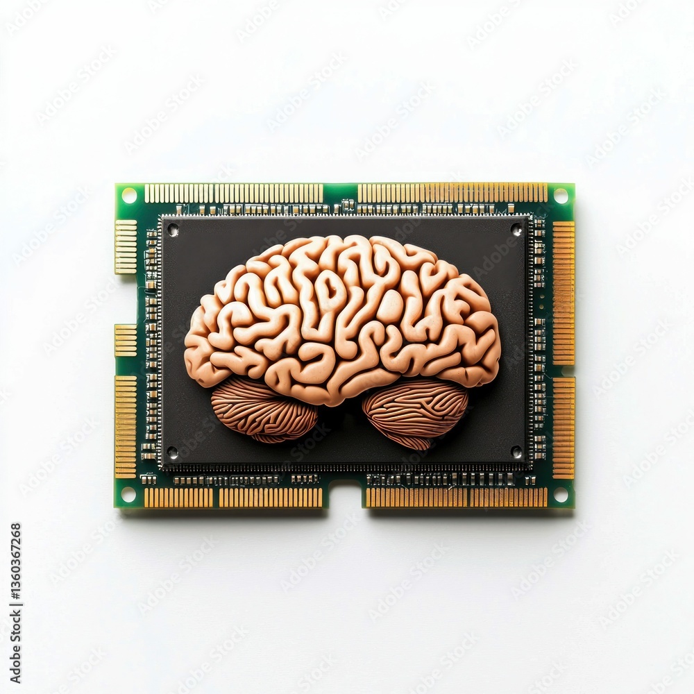Poster ai brain on computer chip
