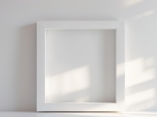 White wooden frame blank background left side square.