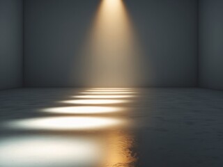 Obraz premium Dark room spotlight shining down floor is center image of a light.