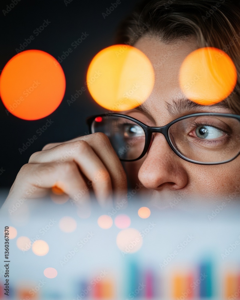 Poster Data-Driven Focus Gen Z Analytics Professional Navigating Performance Metrics with Cutting-Edge AI-Powered Visualization and Mindful Precision