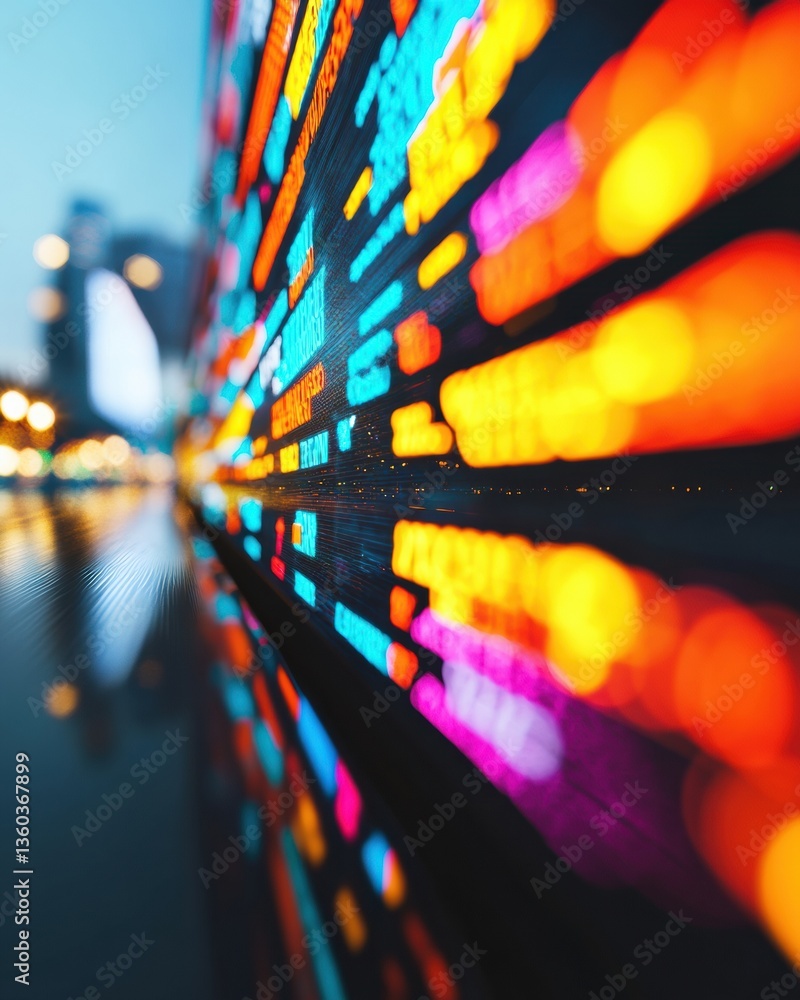 Poster Immersive Data Visualization Luminous AI-Powered Performance Analytics Transforming Corporate Intelligence with Vibrant Urban Tech Storytelling