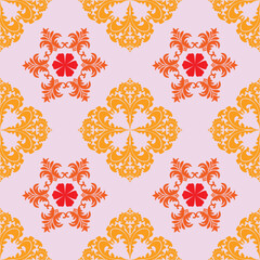 seamless damask pattern with orange color