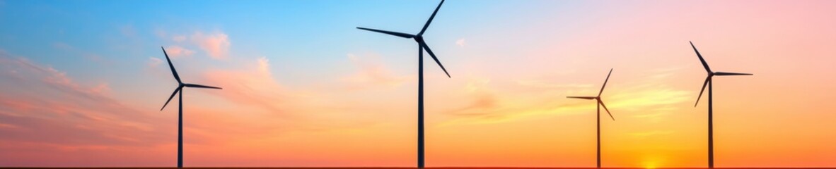 Fototapeta premium Renewable Energy Horizon Sustainable Wind Turbine Landscape Showcasing Clean Technology Innovation and Global Climate Solution Trends