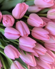 Obraz premium Soft Pink Tulip Symphony Sustainable Flower Delivery Aesthetic for Spring Celebrations, Wellness Branding and Digital Marketing Content