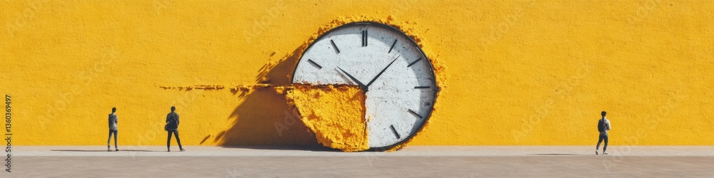 Poster Deconstructed Time Management Minimalist Productivity Visual with Dynamic Split-Clock Metaphor for Gen Z Work-Life Integration and Performance Optimization
