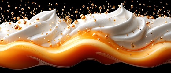Creamy Whipped Delight Featuring Golden Bubbles and Smooth Caramel Base