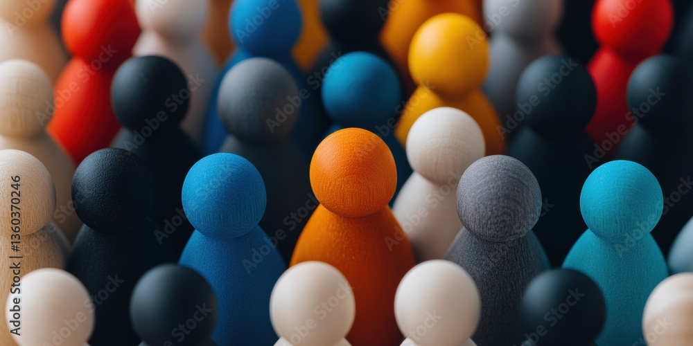 Aufkleber inclusive workforce dynamics multicultural team representation through colorful wooden figurines - e