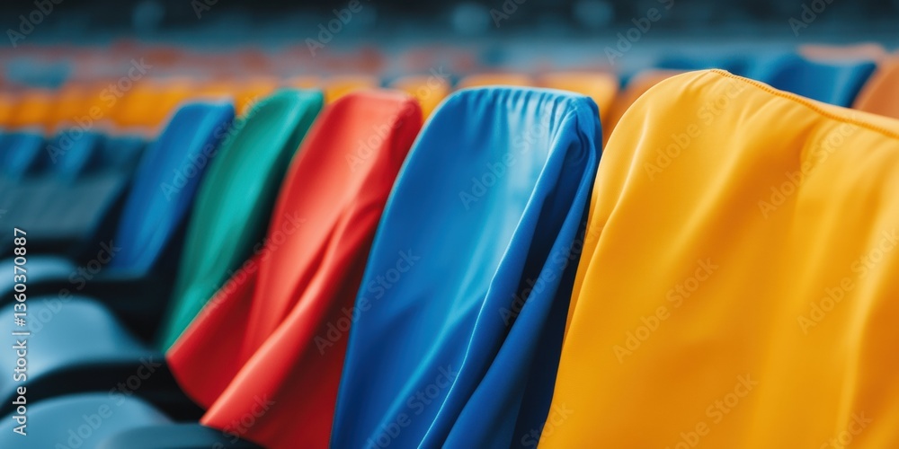 Poster vibrant unity spectrum inclusive global connectivity showcase - dynamic multicolor stadium seating f