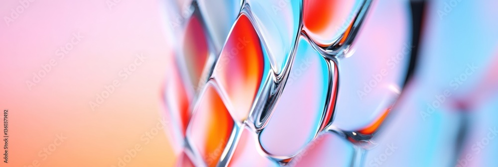 Poster fluid dynamics translucent molecular liquid design in soft pastel gradient - innovative biotech visu