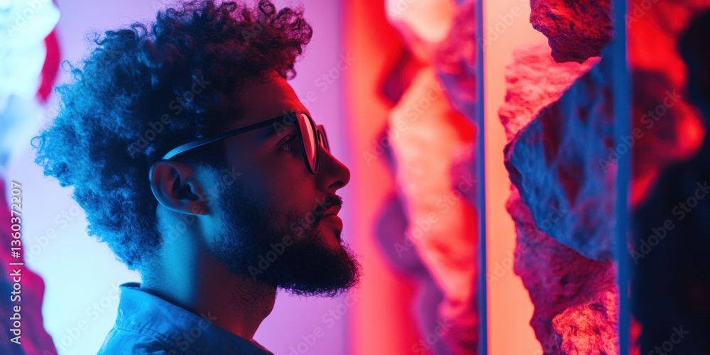Poster immersive digital aesthetics neon-drenched creative professional exploring sensory visual landscapes