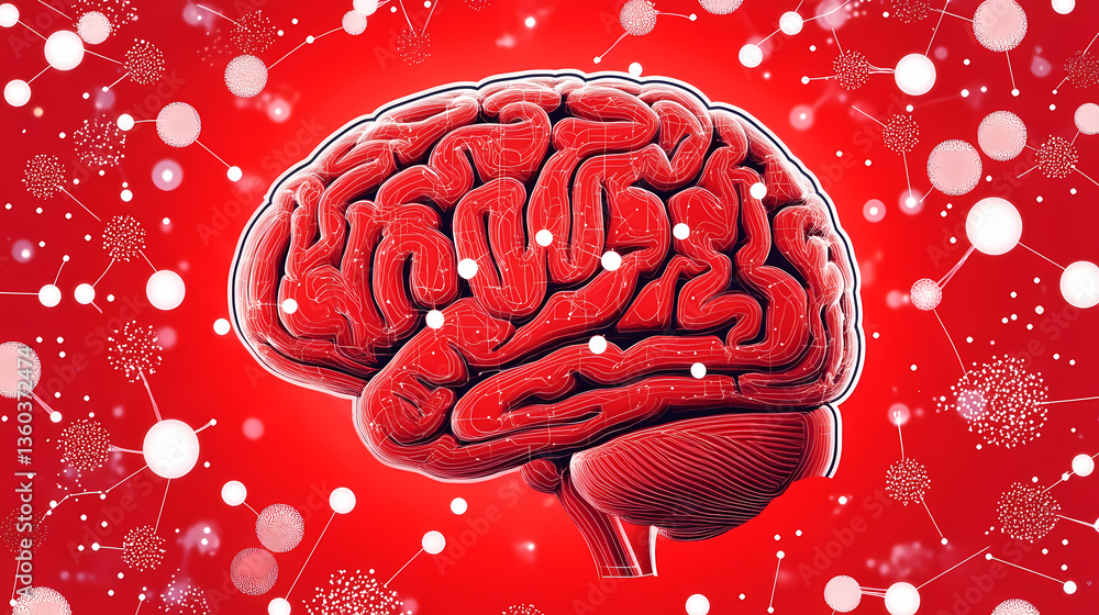 Poster brain and neural network with technology effect