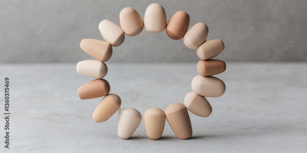 Aufkleber organic minimalist unity soft neutral eggs forming harmonious circle on concrete - inclusive design 