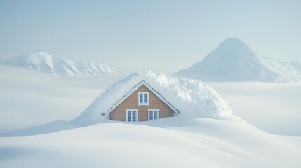 Snowbound Cabin for Arctic Mountainscape.