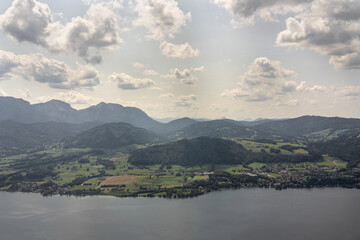 Fototapeta premium Summer holiday in Gmunden Austia, lake, mountains, yachts