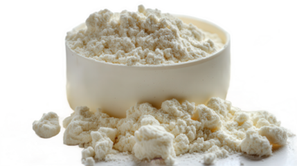 White Powdered Protein Supplement in Measuring Cup