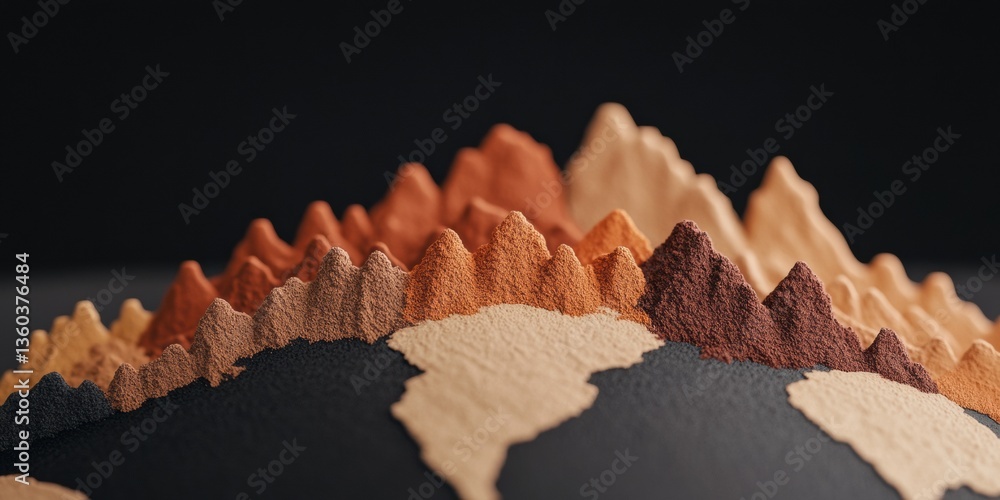 Poster terrain topology minimalist terracotta mountain landscape visualization - innovative geospatial desi