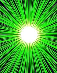 Obraz premium Vibrant green sunburst radiating from center, halftone comic book style, comic, burst, texture