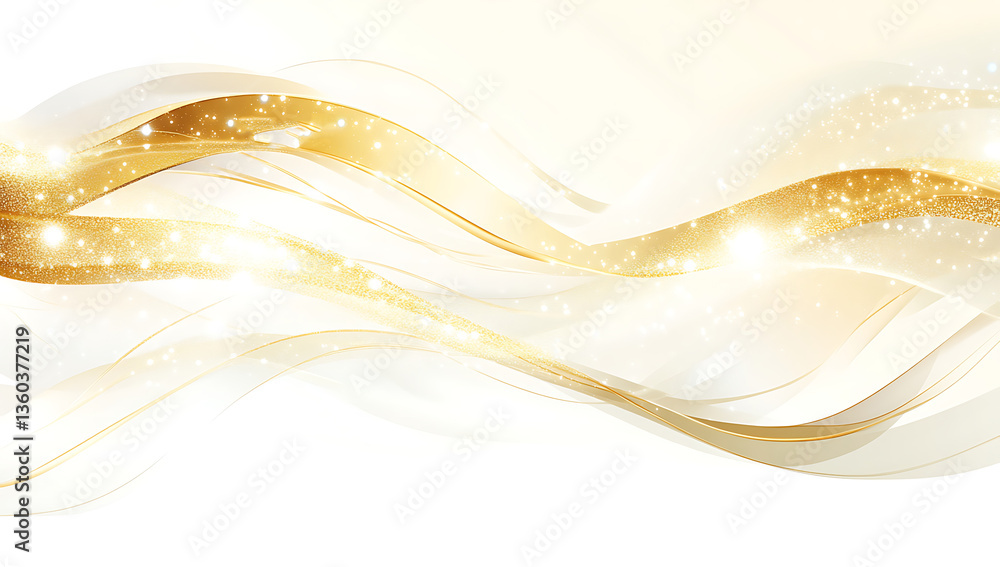 Poster elegant gold wave: a sophisticated display of flowing gold waves, adorned with subtle sparkling high