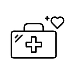 Obraz premium First Aid Kit Icon with Heart Symbol on White Background 