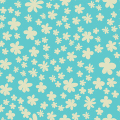 Decorative seamless vintage pattern in classic style with small flowers, ditsy. Silhouettes of flowers, Two-color ornament in pastel colors, wedding