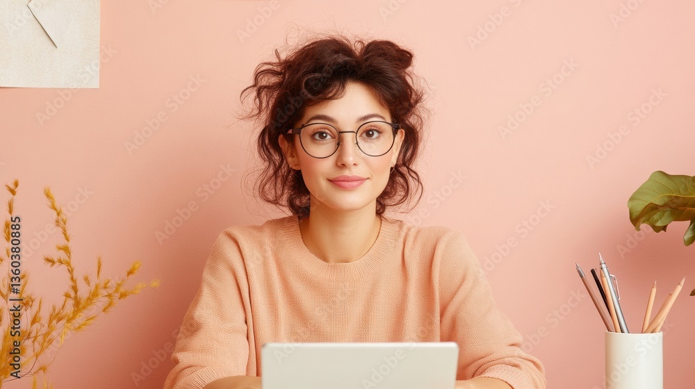 Poster soft-core minimalism gen z professional workspace design with pastel ergonomics - empowering remote 