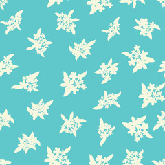 Decorative seamless vintage pattern in classic style with small flowers, ditsy. Silhouettes of flowers, Two-color ornament in pastel colors, wedding