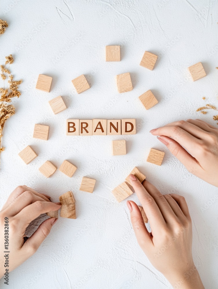 Poster minimalist digital identity crafting gen z branding strategy with wooden typography - interactive pe